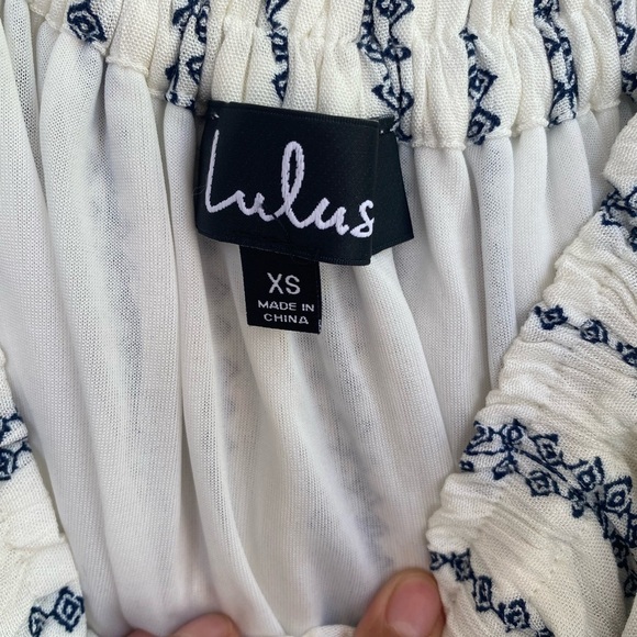 Lulu's Black and White Jumpsuit Off-Shoulder Ruffled - Picture 4 of 4